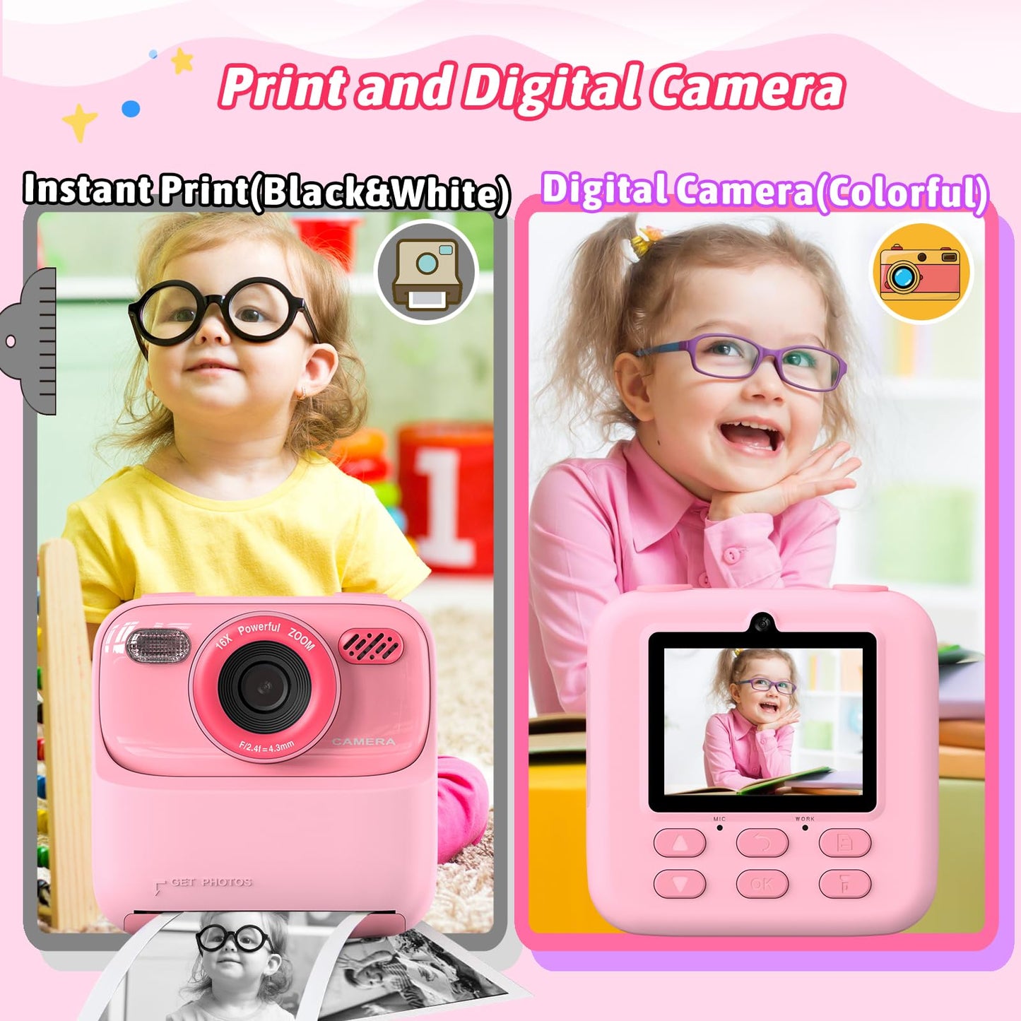 Cámara digitales instantáneas para niños y niñas