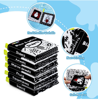 Dr.Rapeti Libros de tela suave para bebés, libros de baño, paquete de 6 para bebés