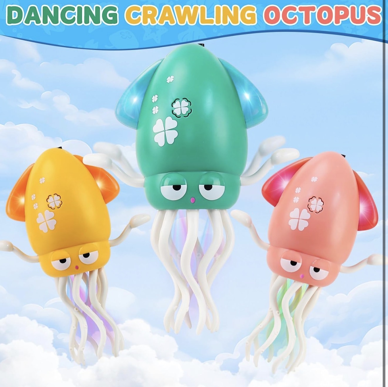 Pulpo Bailarín Eléctrico con Luz y Música Adecuado para Bebés de 12-18 Meses