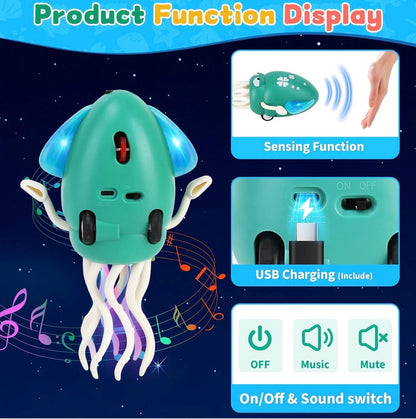 Pulpo Bailarín Eléctrico con Luz y Música Adecuado para Bebés de 12-18 Meses