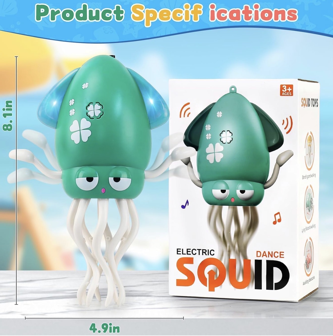 Pulpo Bailarín Eléctrico con Luz y Música Adecuado para Bebés de 12-18 Meses