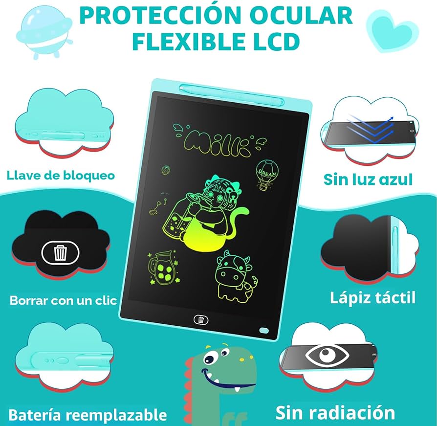 Genialba - [2 Pack] Tableta de escritura LCD de 8.5 pulgadas