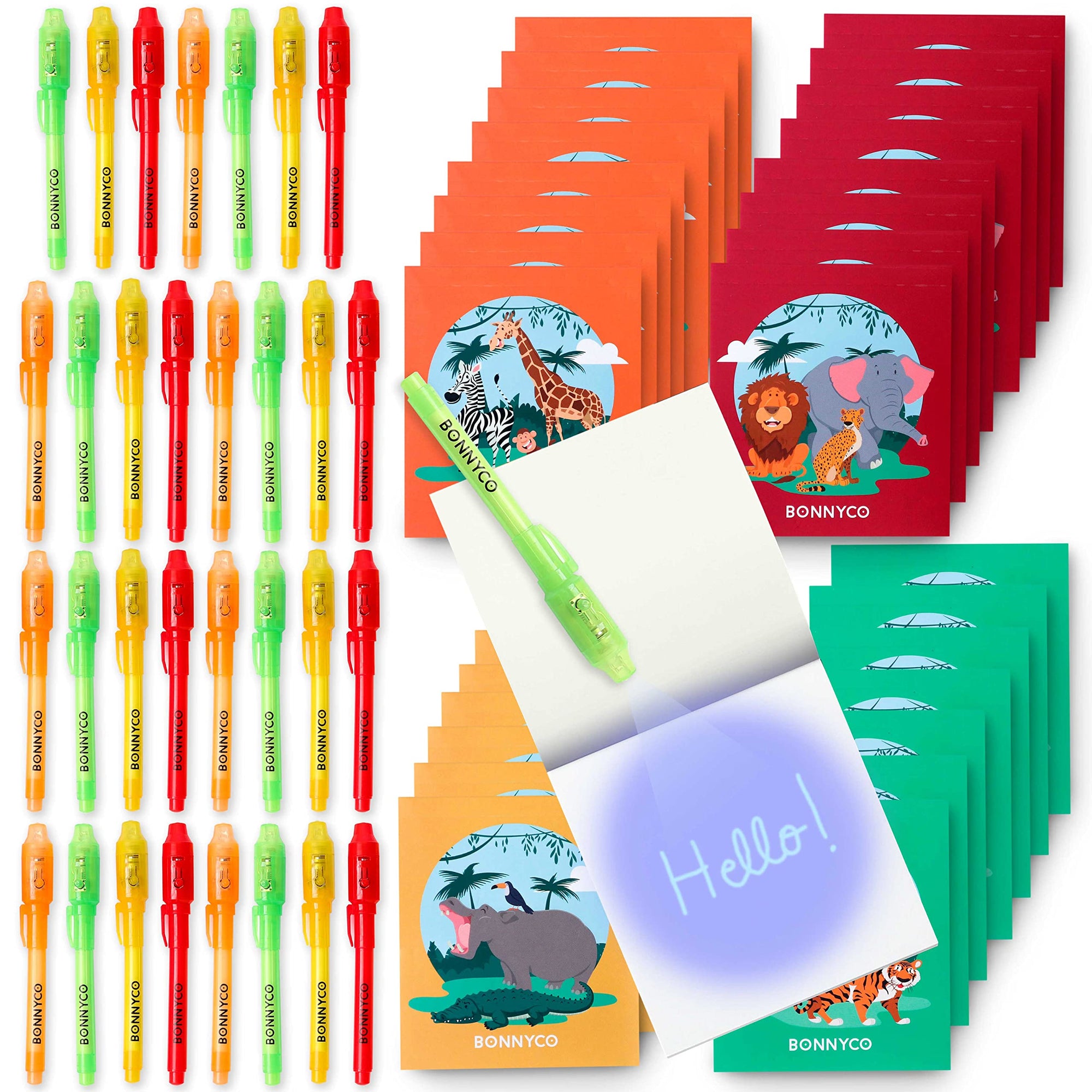 BONNYCO 16 juegos de bolígrafo de tinta invisible y bloc de notas para regalar como recuerdos de fiesta