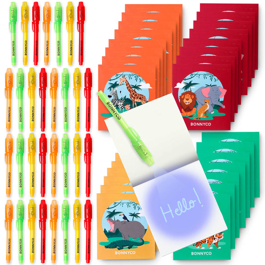 BONNYCO 16 juegos de bolígrafo de tinta invisible y bloc de notas para regalar como recuerdos de fiesta