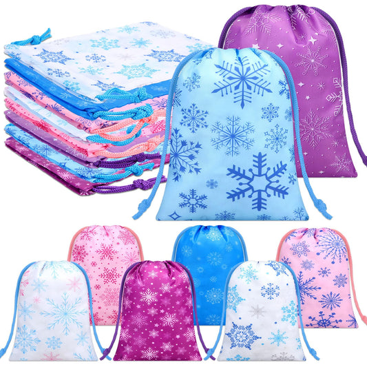 12 bolsas de regalo de copo de nieve