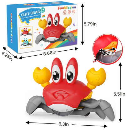 Juguete para bebé de cangrejo gateante, juguetes para bebés de 3 a 6 años con música y luz LED