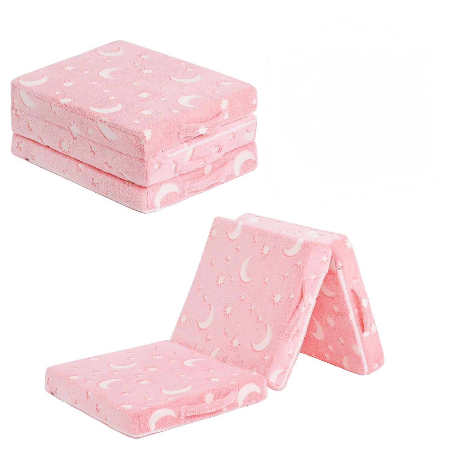 Colchón de piso triple para niños, futón que brilla en la oscuridad con funda extraíble