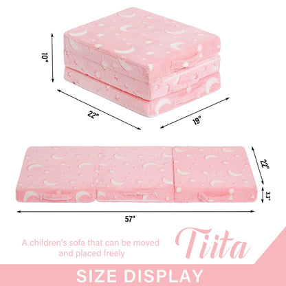 Colchón de piso triple para niños, futón que brilla en la oscuridad con funda extraíble