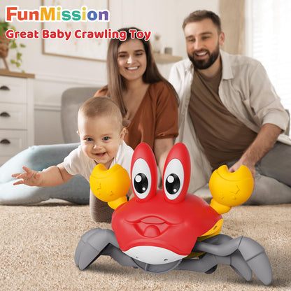 Juguete para bebé de cangrejo gateante, juguetes para bebés de 3 a 6 años con música y luz LED