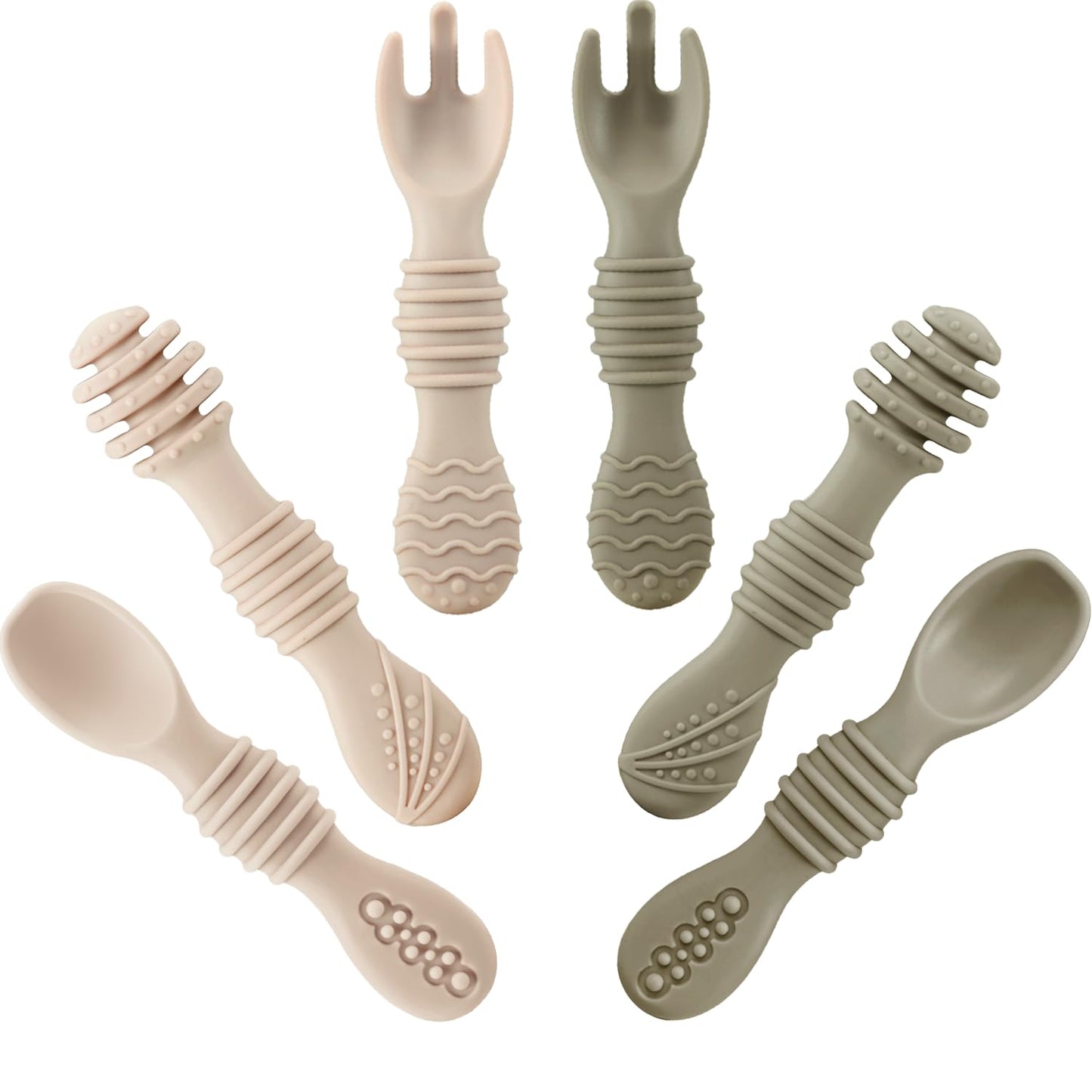 Juego de 6 cucharas y tenedores de silicona para bebés (paquete de 6)