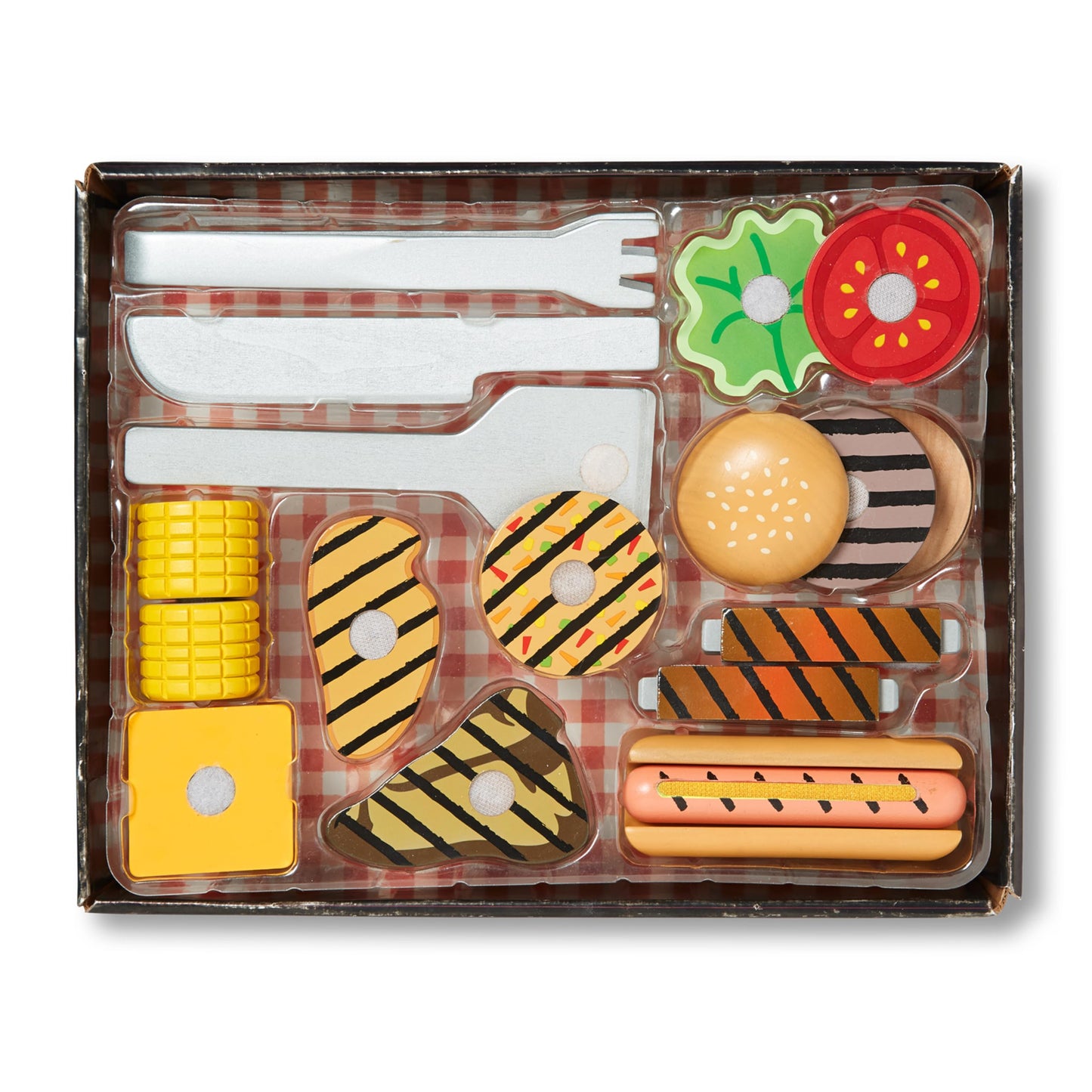 Melissa & Doug Juego de barbacoa y servicio con alimentos
