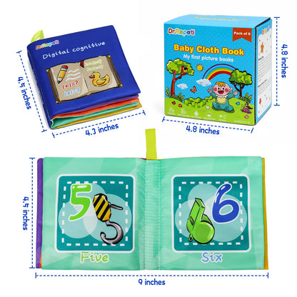 Dr.Rapeti Libros de Tela Suave para Bebés Libros de Baño Paquete de 6