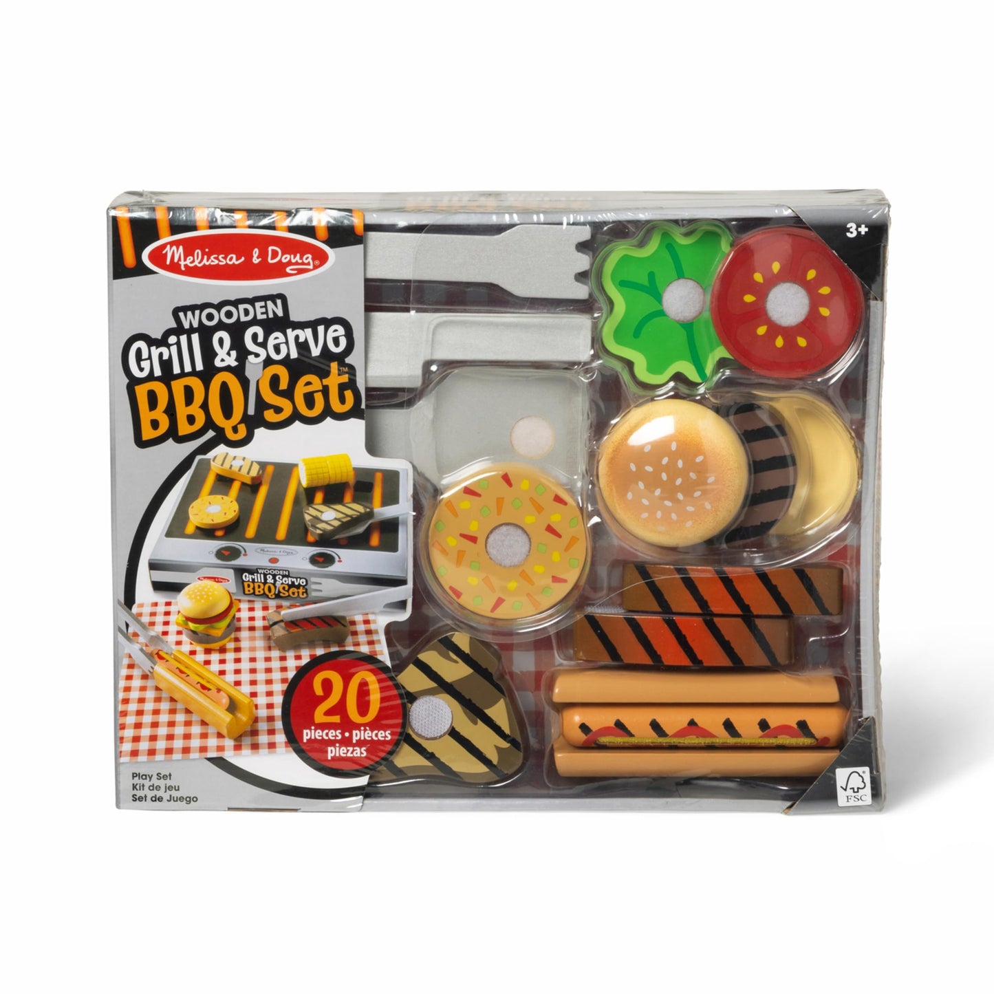Melissa & Doug Juego de barbacoa y servicio con alimentos