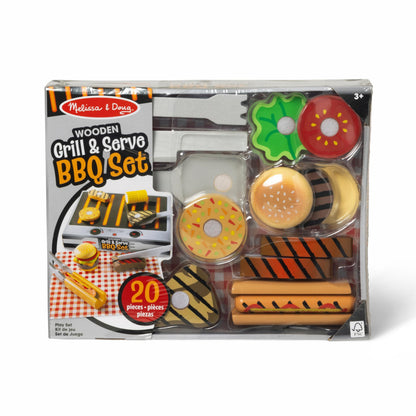 Melissa & Doug Juego de barbacoa y servicio con alimentos