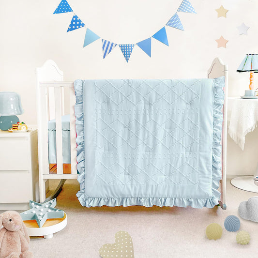 Juego de cama de cuna para bebé para niñas, juego de 3 piezas con volantes estilo bohemio