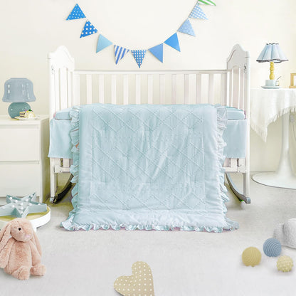 Juego de cama de cuna para bebé para niñas, juego de 3 piezas con volantes estilo bohemio