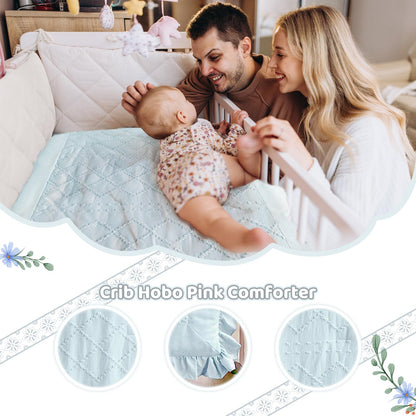 Juego de cama de cuna para bebé para niñas, juego de 3 piezas con volantes estilo bohemio