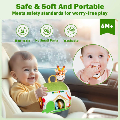 Juguetes para bebés de 6 a 12 meses, juguete suave de zoológico con 5 animales de peluche