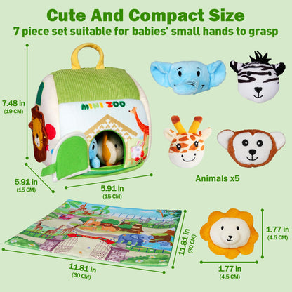 Juguetes para bebés de 6 a 12 meses, juguete suave de zoológico con 5 animales de peluche