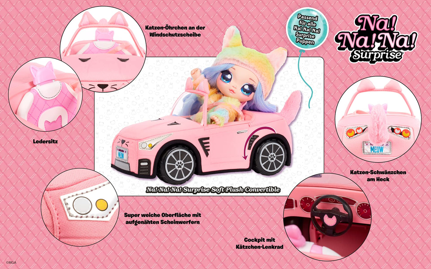 Na! Na! Na! Surprise Pink Soft Plush Convertible Car