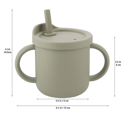 Paquete de 2 popotes de silicona para bebés y vasos de aperitivos con 2 cucharas, 2 tenedores