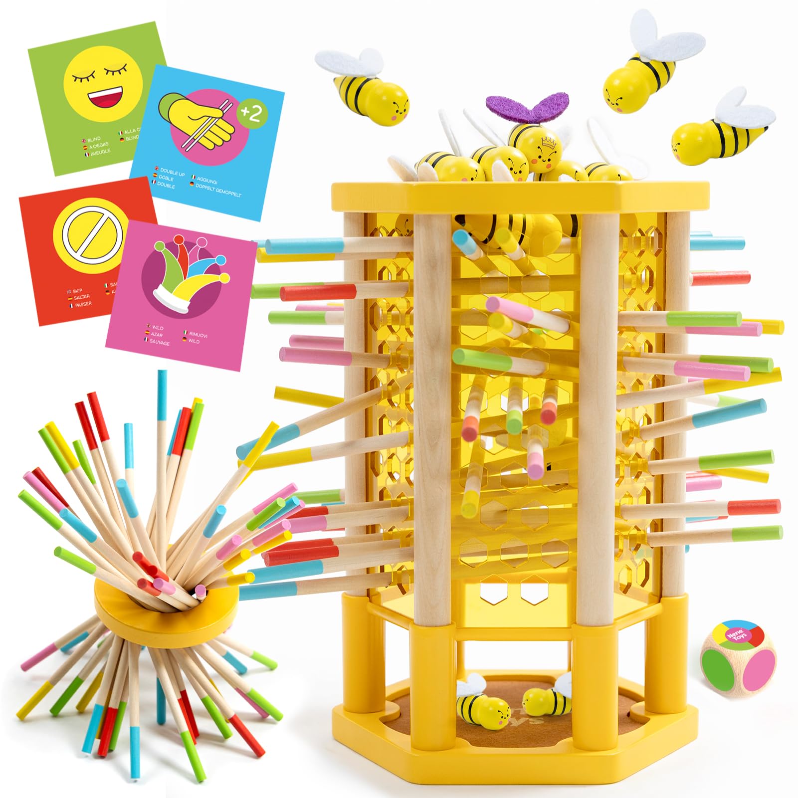 Nene Toys BeeFall, abeja de madera 4 en 1