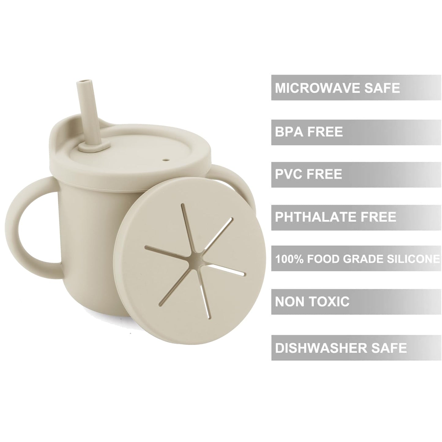 Paquete de 2 popotes de silicona para bebés y vasos de aperitivos con 2 cucharas, 2 tenedores