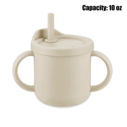 Paquete de 2 popotes de silicona para bebés y vasos de aperitivos con 2 cucharas, 2 tenedores