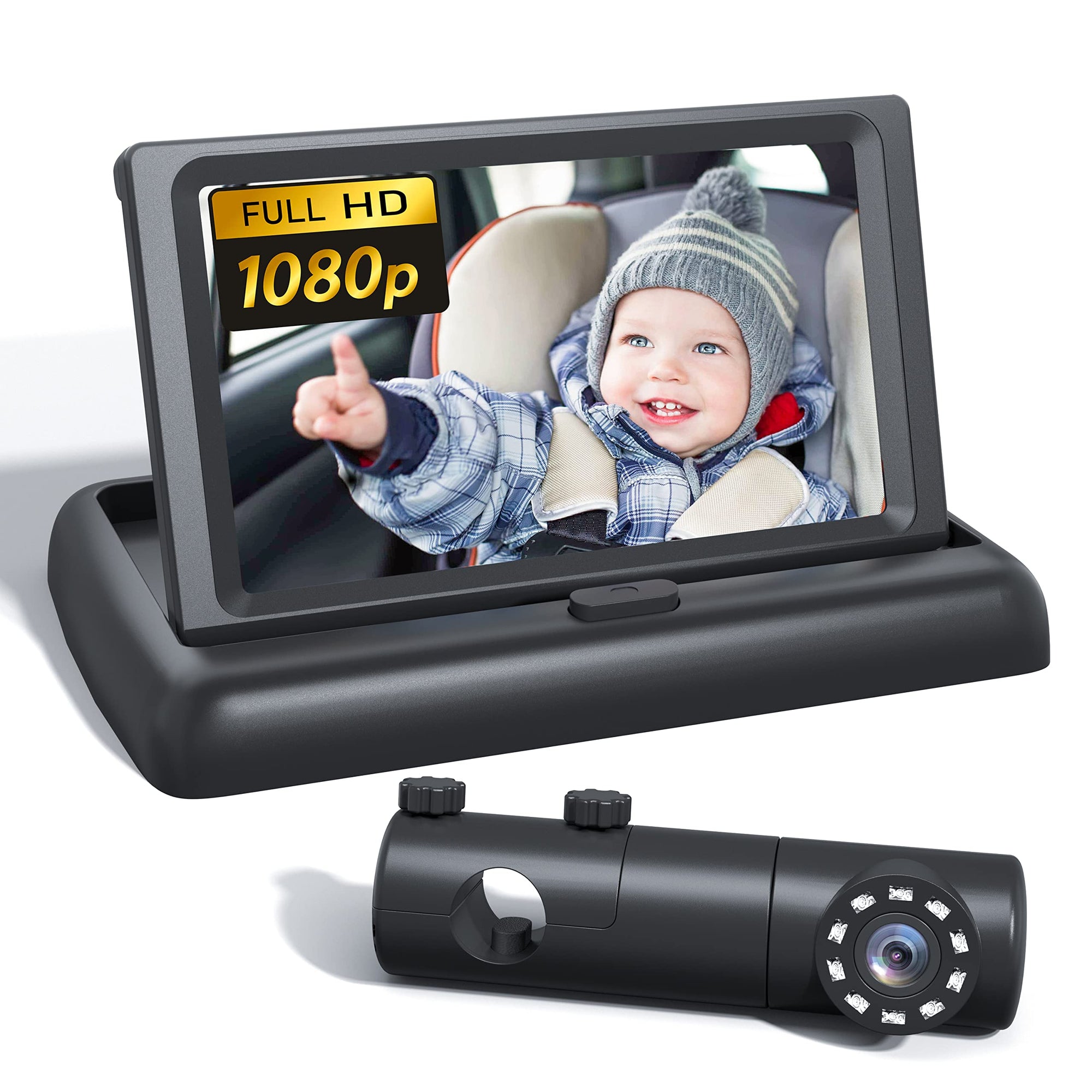 BABYMUST Espejo de coche de bebé 1080P con función de visión nocturna