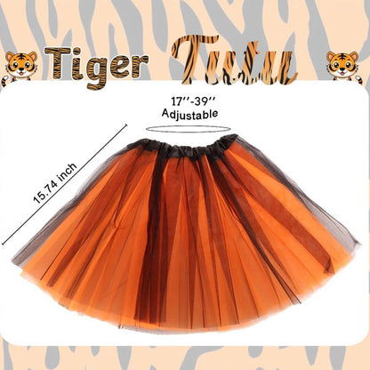 Conjunto de disfraz de tigre, accesorios de tigre, diadema para nariz, lazo, cola, tutú