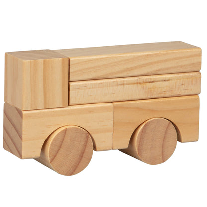 Juego de bloques de madera – 100 piezas de bloques de construcción de madera de colores naturales