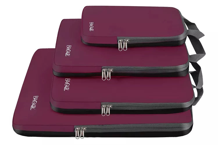 BAGAIL 4 Set bolsas organizadoras, morado