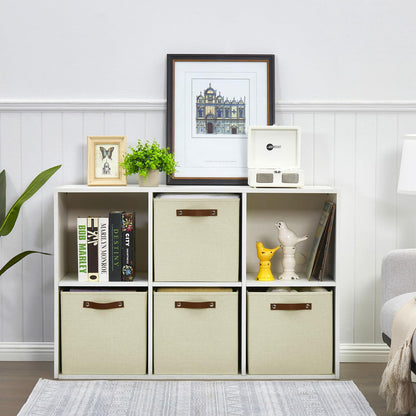 Contenedores cúbicos plegables de almacenamiento de tela con 2 asas de PU reforzadas, 13" x 13" x 13", paquete de 4