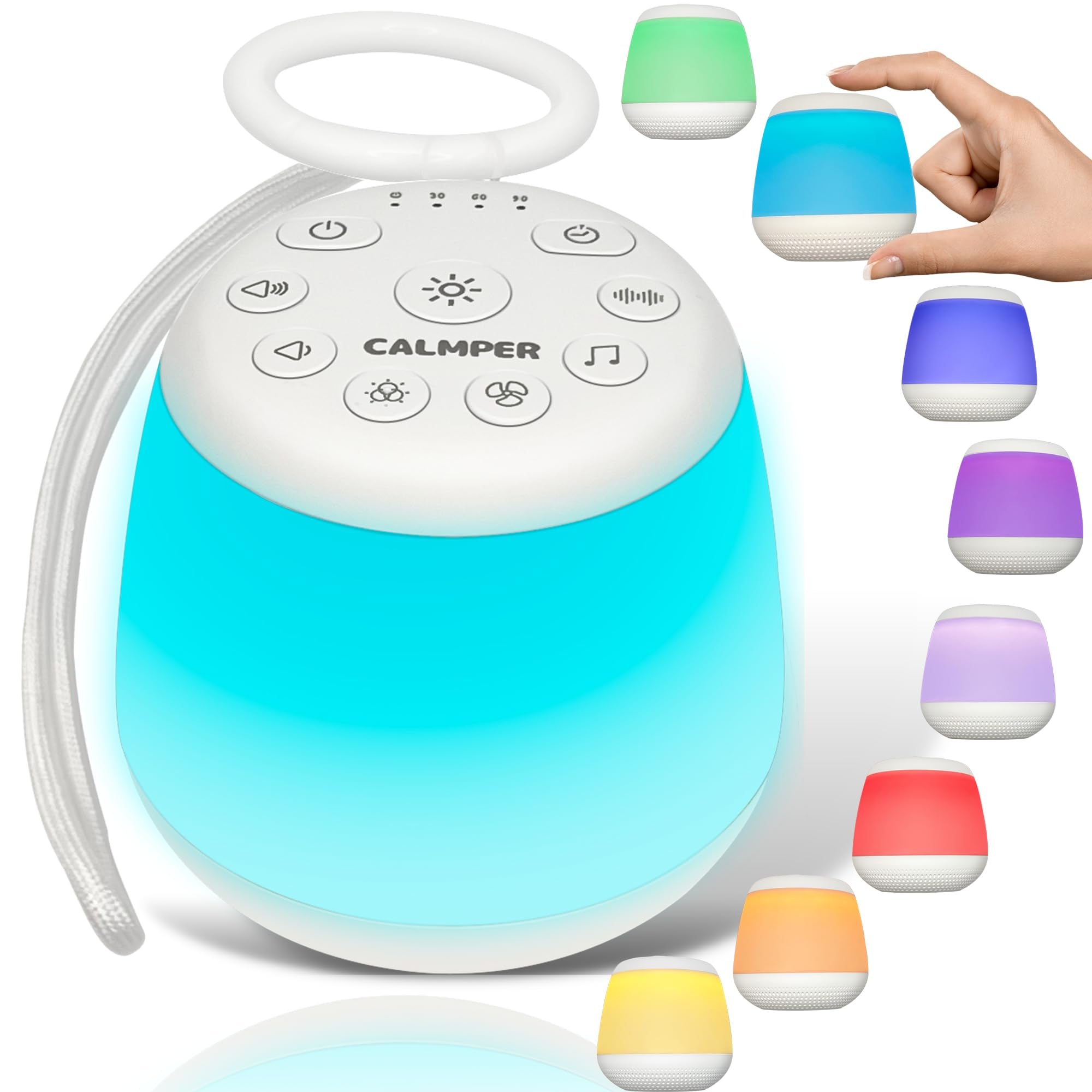 Máquina de sonido portátil con luz y temporizador - 21 sonidos, luz regulable de 8 colores