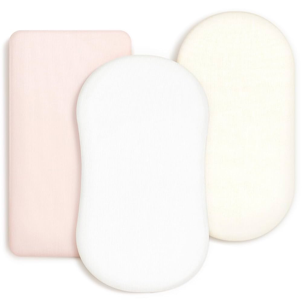 GRSSDER Paquete de 3 sábanas ajustables elásticas ultra suaves, ajuste universal para moisésSi