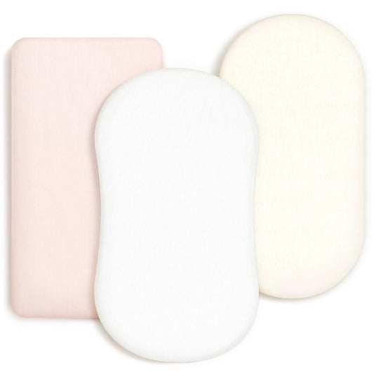 GRSSDER Paquete de 3 sábanas ajustables elásticas ultra suaves, ajuste universal para moisésSi