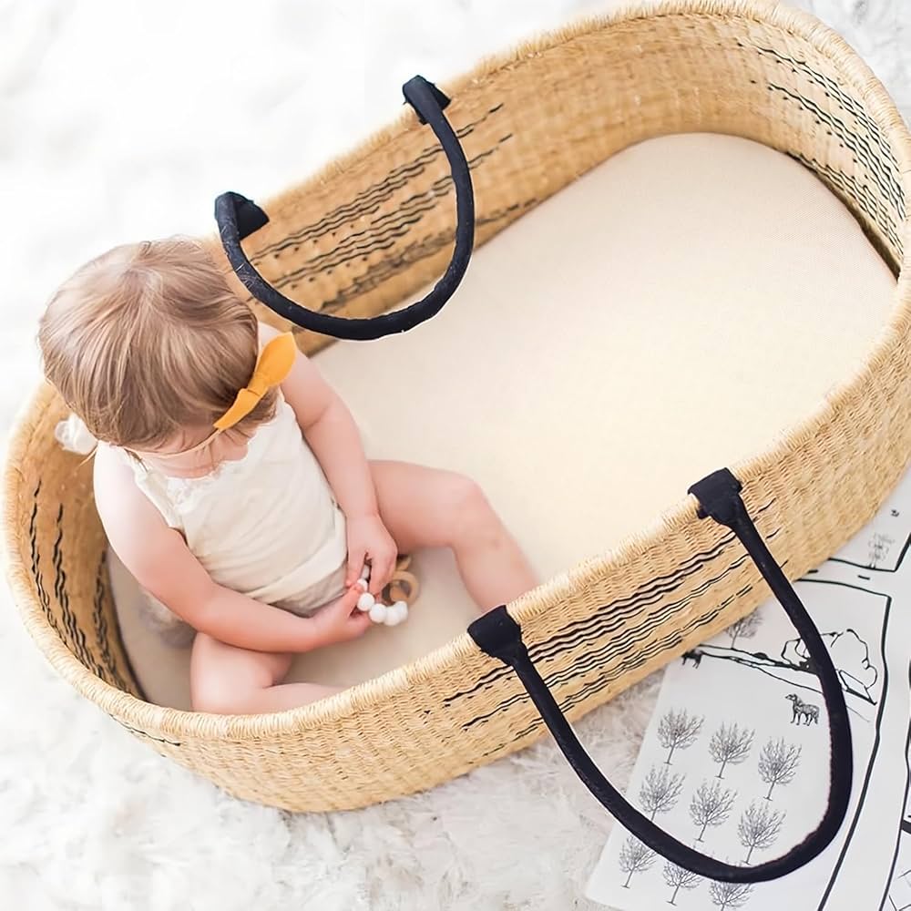 GRSSDER Paquete de 3 sábanas ajustables elásticas ultra suaves, ajuste universal para moisésSi