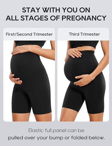 CRZ YOGA Pantalones cortos premamá, de 15 cm de largo, talla S