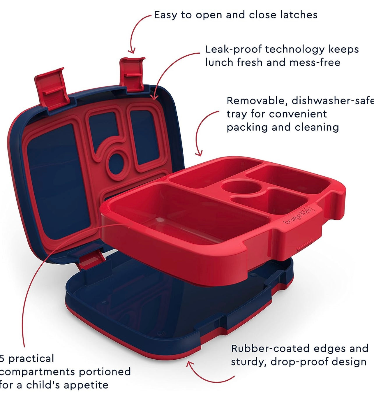 Bentgo® Kids imprime a prueba de fugas, estilo Bento de 5 compartimentos