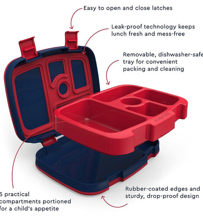 Bentgo® Kids imprime a prueba de fugas, estilo Bento de 5 compartimentos
