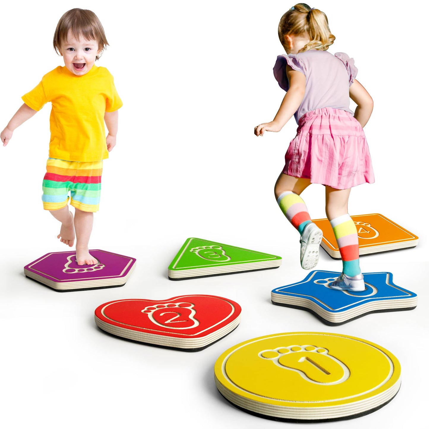 Piedras de madera para niños, antideslizantes