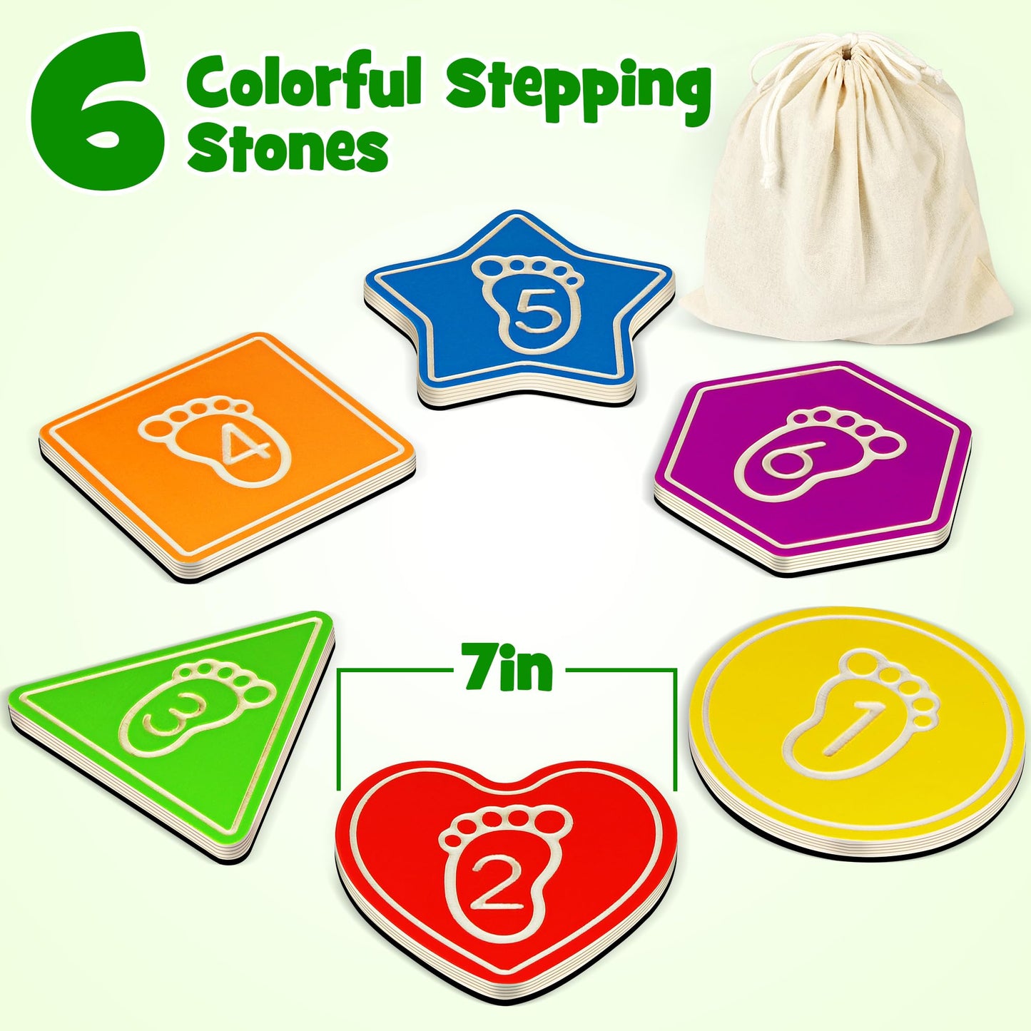 Piedras de madera para niños, antideslizantes