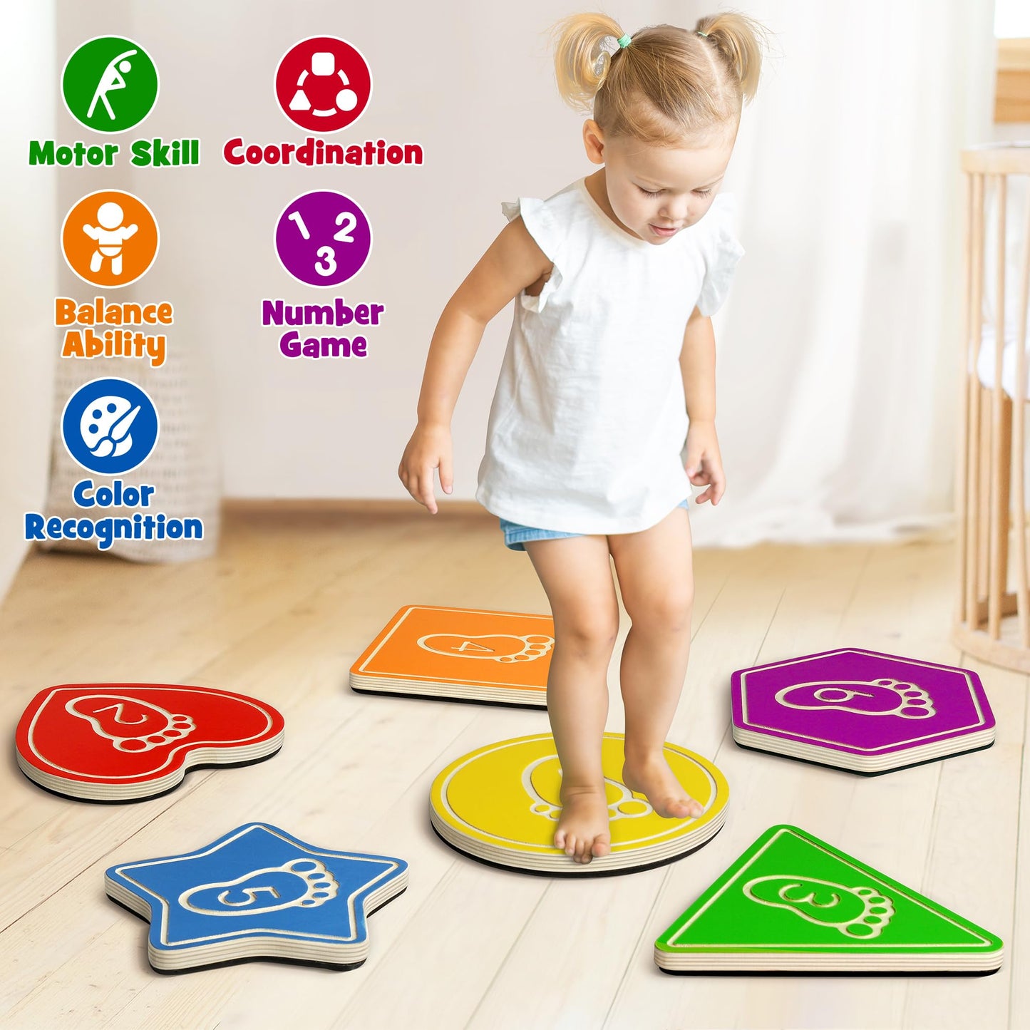 Piedras de madera para niños, antideslizantes