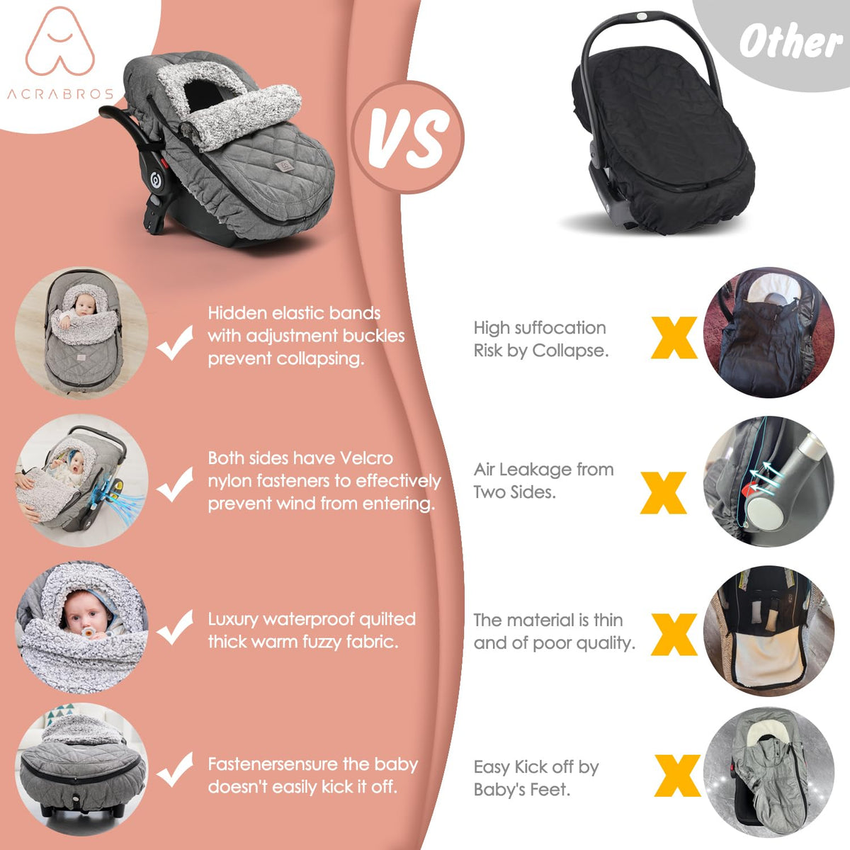 ACRABROS Funda para asiento de coche para bebé