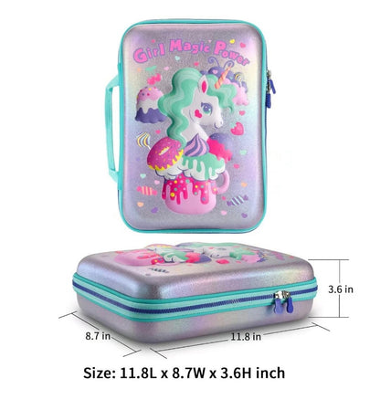 Set de loncheras para niñas: lonchera de unicornio 3D con recipientes