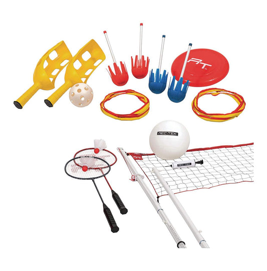 Rec-Tek Outdoor - Juego portátil 5 en 1 para voleibol, bádminton, dardos y más