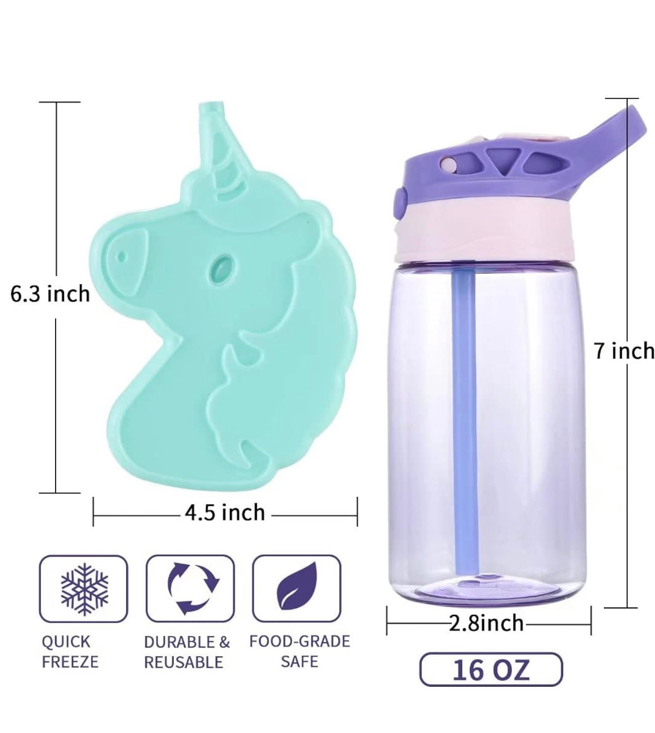 Set de loncheras para niñas: lonchera de unicornio 3D con recipientes