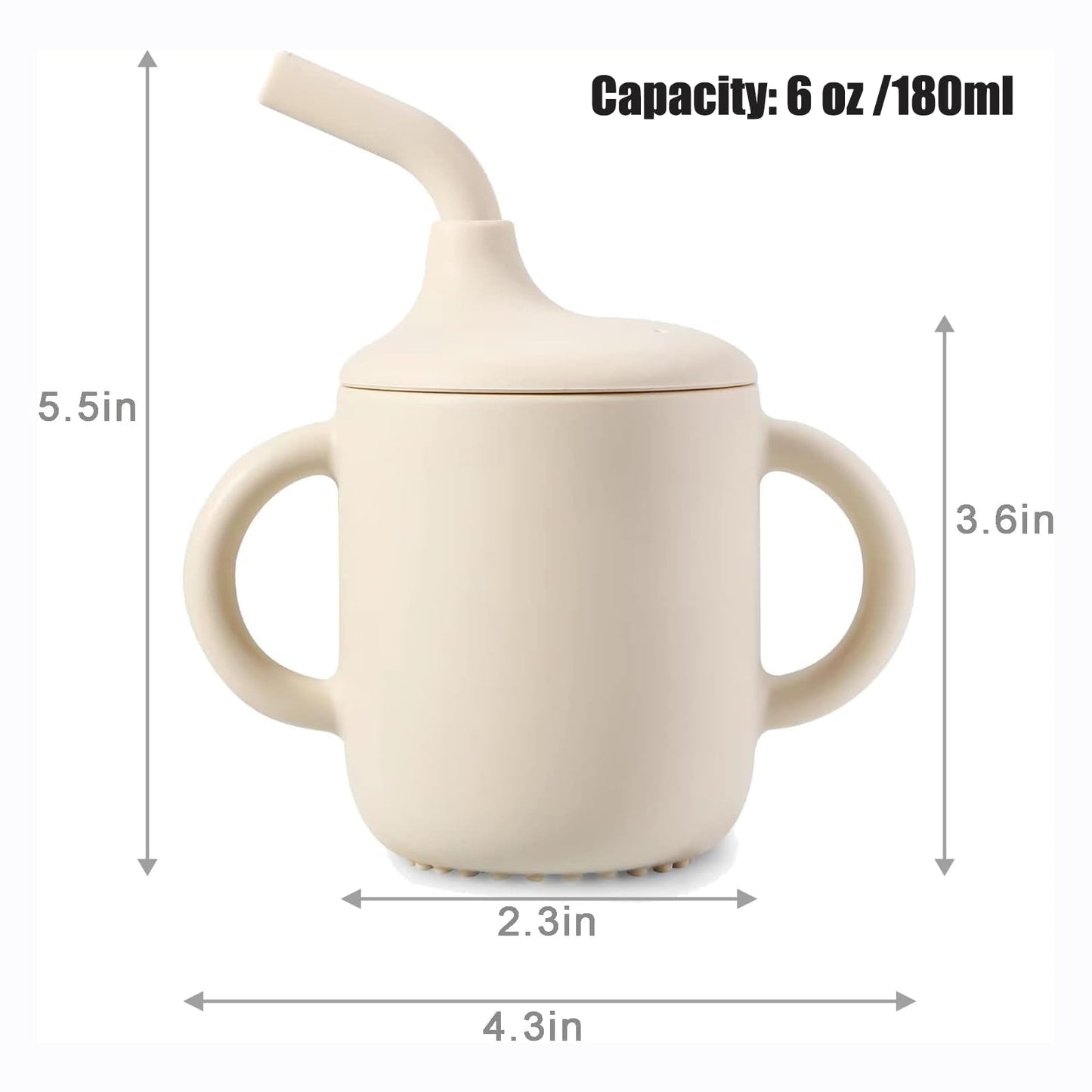 PandaEar Paquete de 2 vasos de entrenamiento de silicona 100% diminutos con asas y popote para bebés