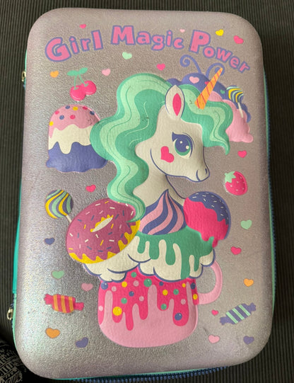 Set de loncheras para niñas: lonchera de unicornio 3D con recipientes