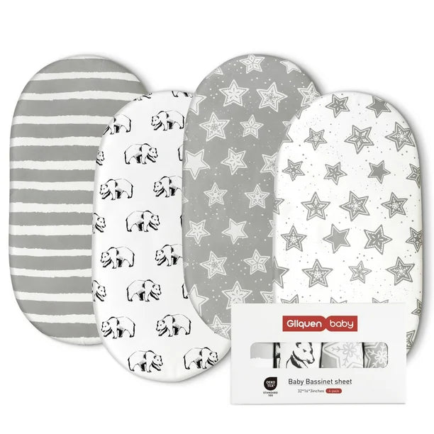 Juego de sábanas premium para moises Egmao Baby (paquete de 4) moises